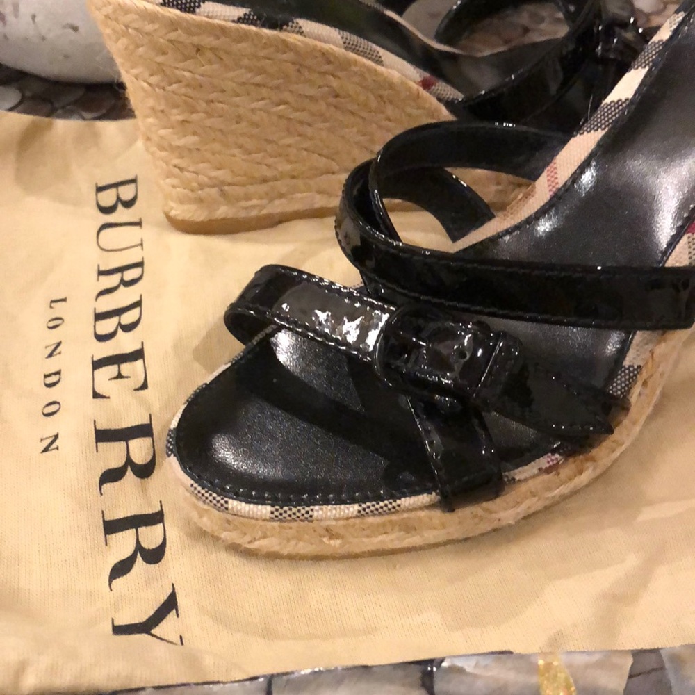 Burberry espadrille wedge heel shoes